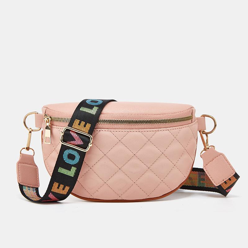 Argyle Quilted Waist Bag Faux Leather Chest Bag Women's Fanny Pack