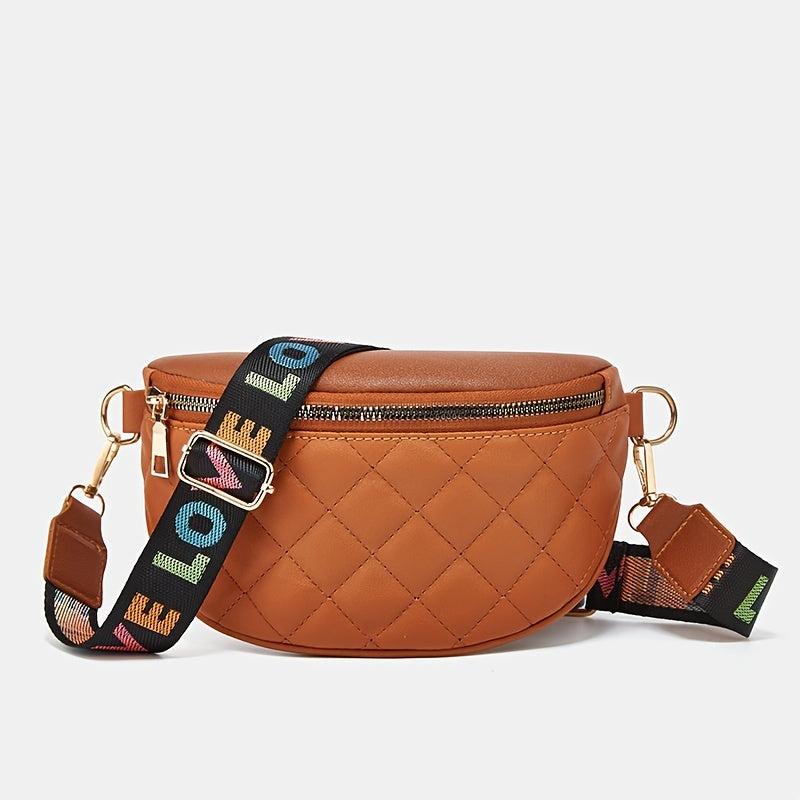 Argyle Quilted Waist Bag Faux Leather Chest Bag Women's Fanny Pack