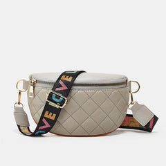 Argyle Quilted Waist Bag Faux Leather Chest Bag Women's Fanny Pack