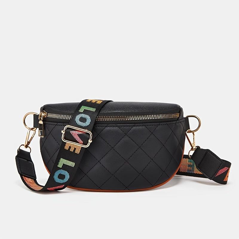 Argyle Quilted Waist Bag Faux Leather Chest Bag Women's Fanny Pack