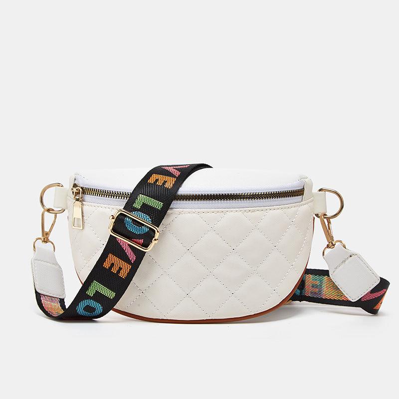 Argyle Quilted Waist Bag Faux Leather Chest Bag Women's Fanny Pack
