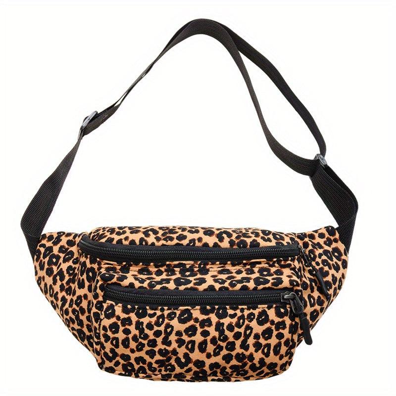 Leopard Print Chest Bag Casual Nylon Crossbody Bag