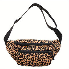 Leopard Print Chest Bag Casual Nylon Crossbody Bag