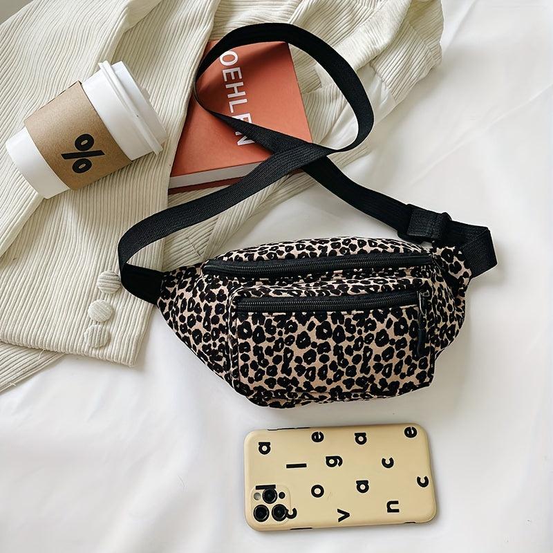 Leopard Print Chest Bag Casual Nylon Crossbody Bag