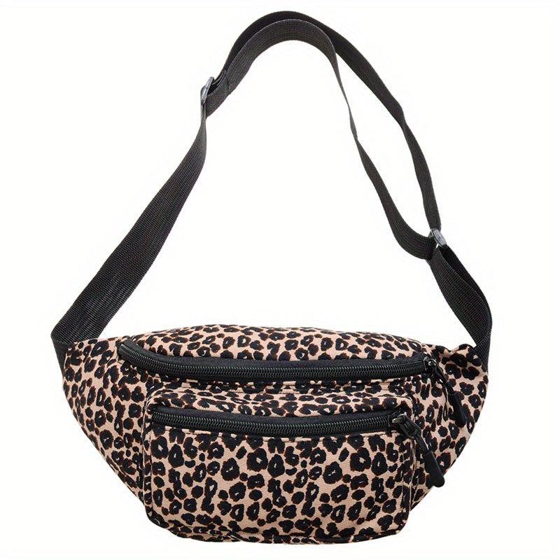 Leopard Print Chest Bag Casual Nylon Crossbody Bag