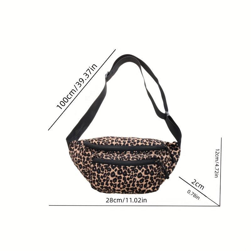 Leopard Print Chest Bag Casual Nylon Crossbody Bag