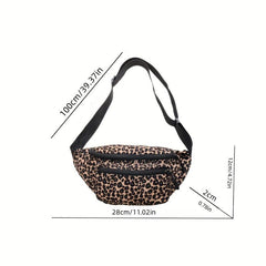 Leopard Print Chest Bag Casual Nylon Crossbody Bag