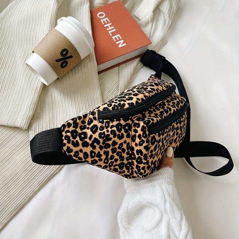 Leopard Print Chest Bag Casual Nylon Crossbody Bag