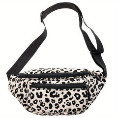 Leopard Print Chest Bag Casual Nylon Crossbody Bag