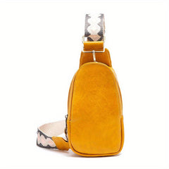 Boho Style Sling Bag Geometric Strap Crossbody Lock Decor Chest Purse