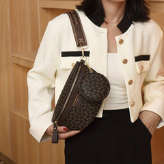 Vintage Waist Bag With Coin Purse Faux Leather Crossbody Bag