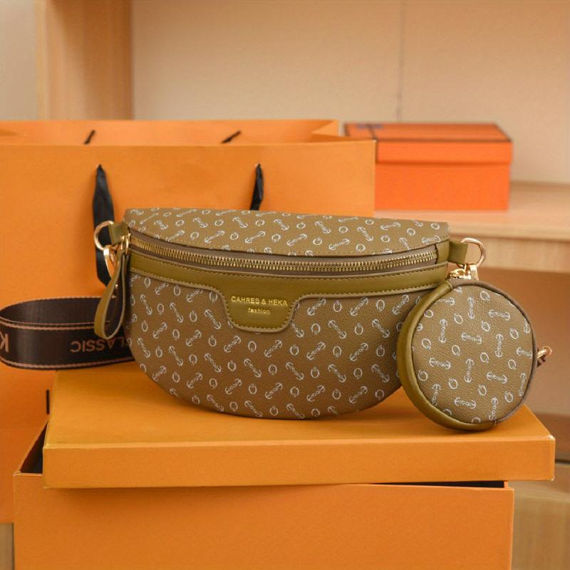 Vintage Waist Bag With Coin Purse Faux Leather Crossbody Bag