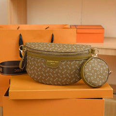 Vintage Waist Bag With Coin Purse Faux Leather Crossbody Bag