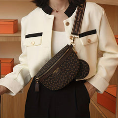 Vintage Waist Bag With Coin Purse Faux Leather Crossbody Bag