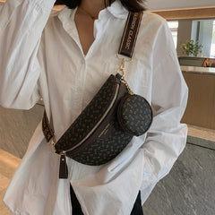 Vintage Waist Bag With Coin Purse Faux Leather Crossbody Bag