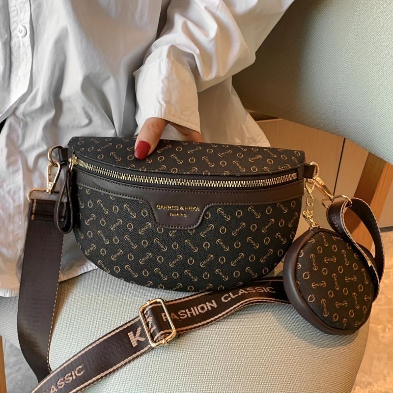 Vintage Waist Bag With Coin Purse Faux Leather Crossbody Bag