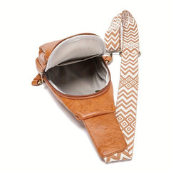Solid PU Leather Chest Bag Foldable Sling Shoulder Bag