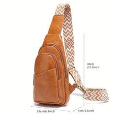 Solid PU Leather Chest Bag Foldable Sling Shoulder Bag