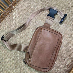 Adjustable Strap PU Leather Crossbody Bag Portable Waist Bag