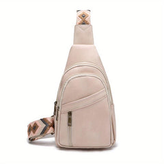 Vintage Geometric Crossbody Bag PU Leather Chest Purse