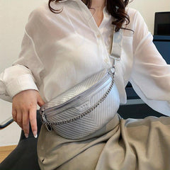 Quilted Crossbody Bag Zipper Crescent Chest Bag Women's Purse