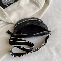 Quilted Crossbody Bag Zipper Crescent Chest Bag Women's Purse
