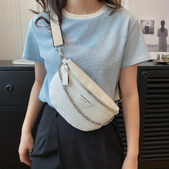 Quilted Crossbody Bag Zipper Crescent Chest Bag Women's Purse