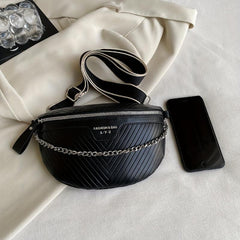 Quilted Crossbody Bag Zipper Crescent Chest Bag Women's Purse
