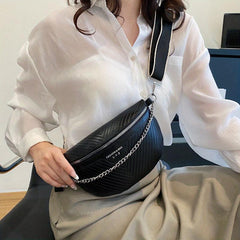 Quilted Crossbody Bag Zipper Crescent Chest Bag Women's Purse