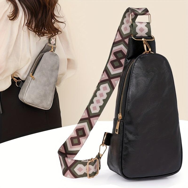 Vintage Zipper Sling Bag Classic Crossbody Bag Women's