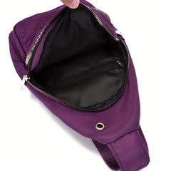 Heart Embroidered Quilted Chest Bag Nylon Crossbody Purse