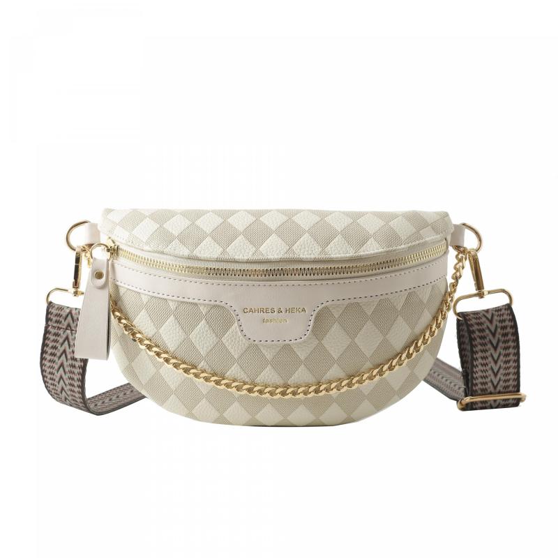 Argyle Pattern Chest Bag Zipper Crossbody Bag Women's Purse