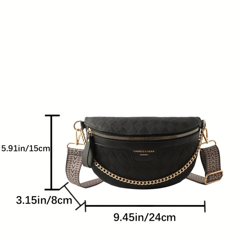 Argyle Pattern Chest Bag Zipper Crossbody Bag Women's Purse
