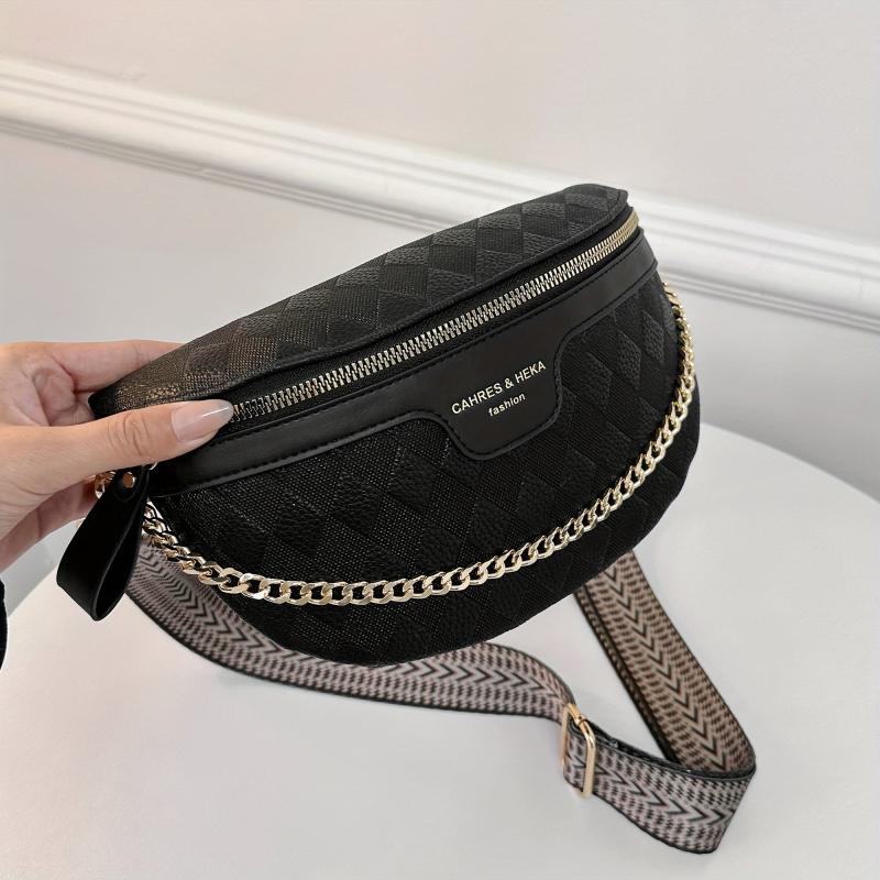Argyle Pattern Chest Bag Zipper Crossbody Bag Women's Purse