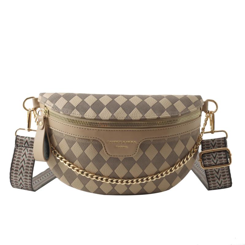 Argyle Pattern Chest Bag Zipper Crossbody Bag Women's Purse