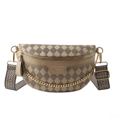 Argyle Pattern Chest Bag Zipper Crossbody Bag Women's Purse