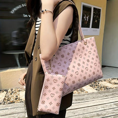 Sling Bag & Handbag Set Printed Tote Large Capacity Zipper Underarm Bag