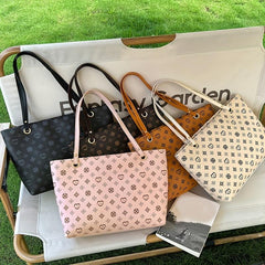 Sling Bag & Handbag Set Printed Tote Large Capacity Zipper Underarm Bag