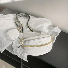 Braided Detail Chest Bag With Coin Purse Chain Crossbody Bag