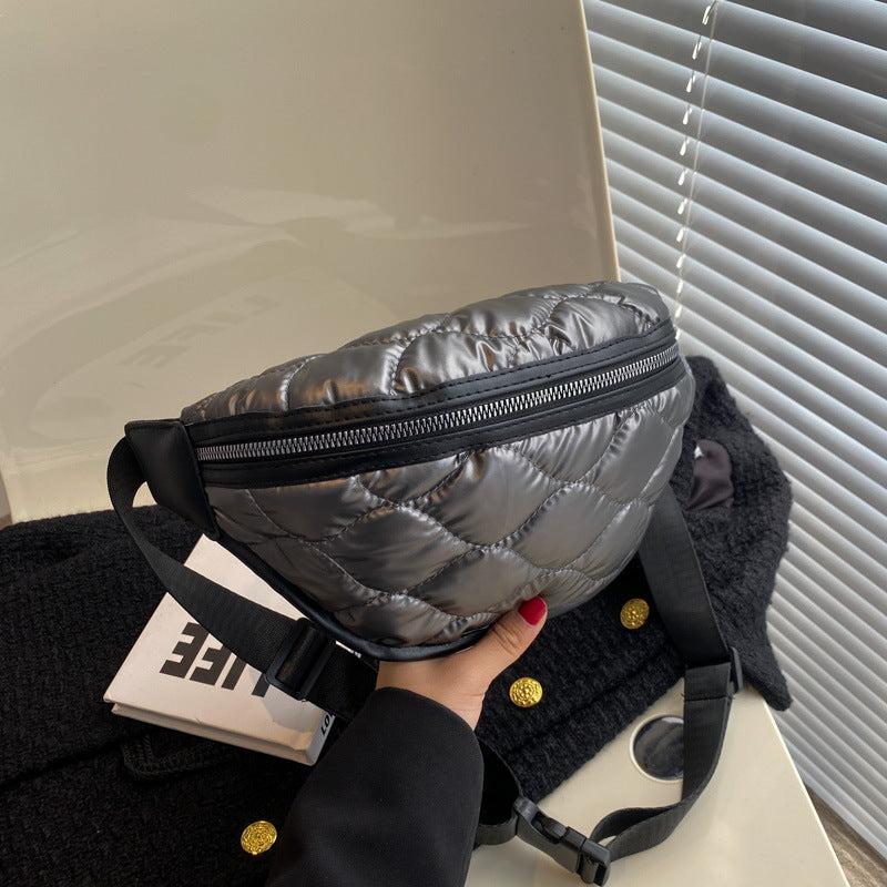 Argyle Quilted Waist Bag Padded Zipper Fanny Pack