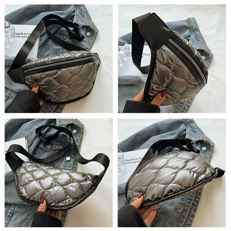 Argyle Quilted Waist Bag Padded Zipper Fanny Pack