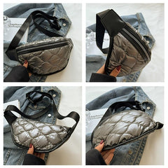 Argyle Quilted Waist Bag Padded Zipper Fanny Pack