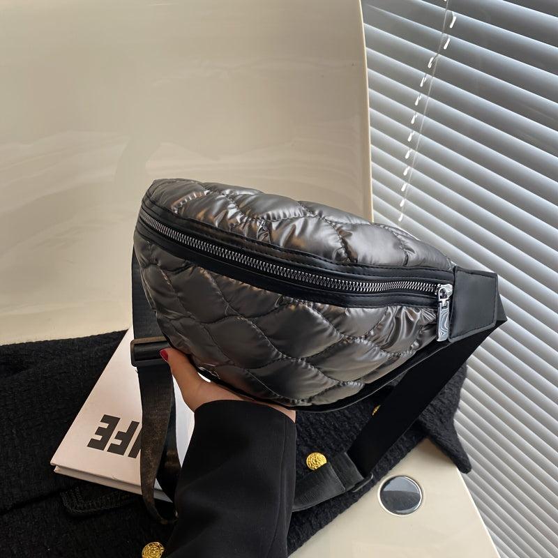 Argyle Quilted Waist Bag Padded Zipper Fanny Pack