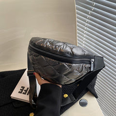 Argyle Quilted Waist Bag Padded Zipper Fanny Pack