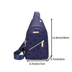Heart Embroidered Quilted Chest Bag Nylon Sports Fitness Sling Bag