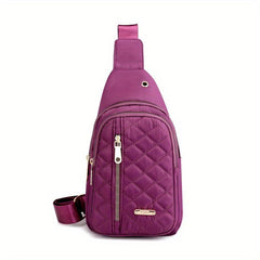 Rhombus Embroidered Chest Bag Quilted Crossbody Phone Bag