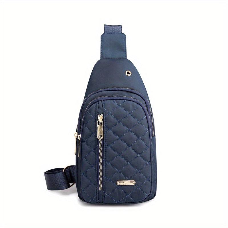 Rhombus Embroidered Chest Bag Quilted Crossbody Phone Bag