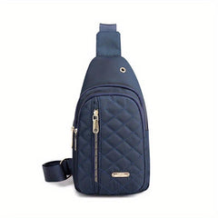 Rhombus Embroidered Chest Bag Quilted Crossbody Phone Bag