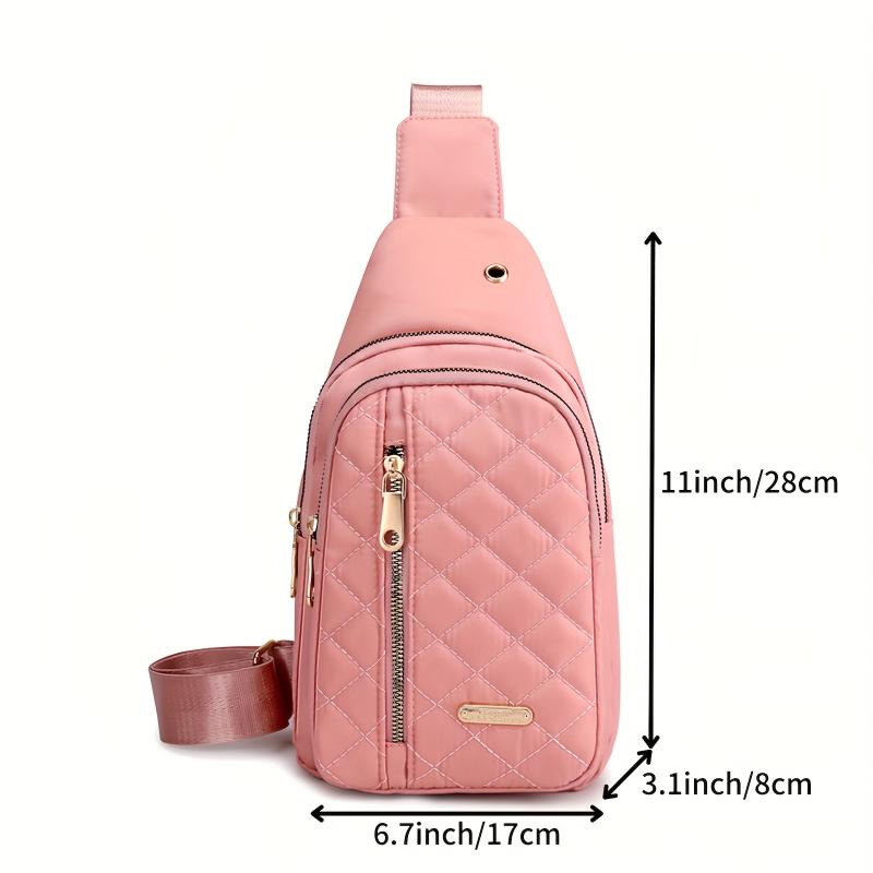 Rhombus Embroidered Chest Bag Quilted Crossbody Phone Bag