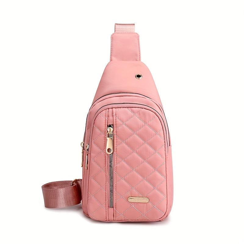 Rhombus Embroidered Chest Bag Quilted Crossbody Phone Bag